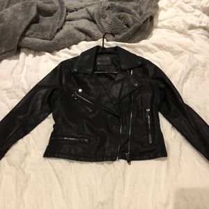 Black leather jacket, size small